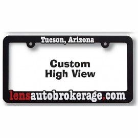 Product: Custom High View (HV) Raised Copy Plastic License Plate Frame