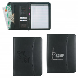 Product: LEATHER LOOK ZIPPERED PORTFOLIO WITH CALCULATOR