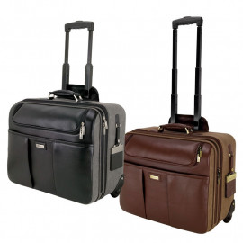 Product: Palermo Brown Napa Leather/Canvas Trolley Case