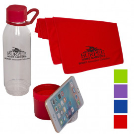 Product: MULTI-FUNCTIONAL WATER BOTTLE/PHONE STAND WITH COOLING TOWEL