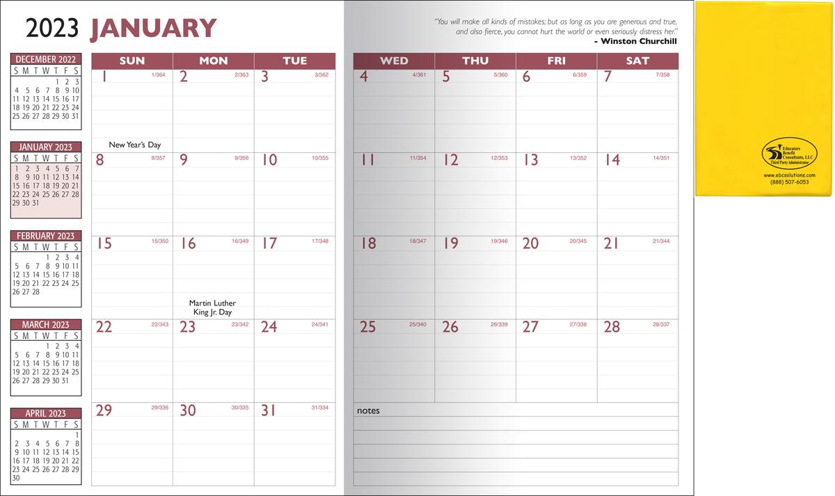 Promotional Vinyl Monthly Planner 2023