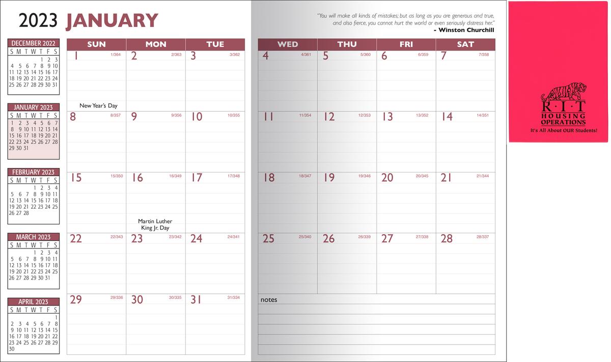 Promotional Vinyl Monthly Planner 2023