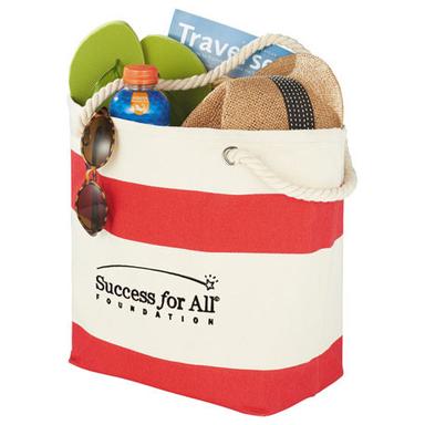 12 oz. Cotton Capri Stripes Shopper Tote