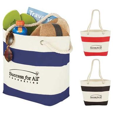12 oz. Cotton Capri Stripes Shopper Tote