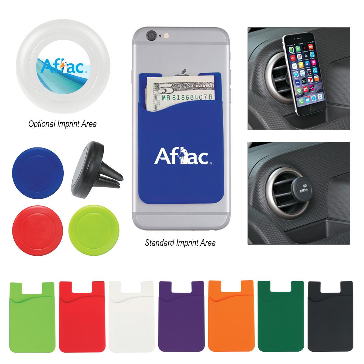 SILICONE MAGNETIC AUTO AIR VENT PHONE WALLET