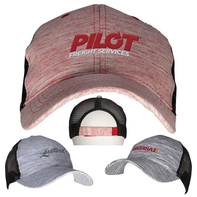 HEATHERED 6 PANEL STRUCTURED TRUCKER CAP