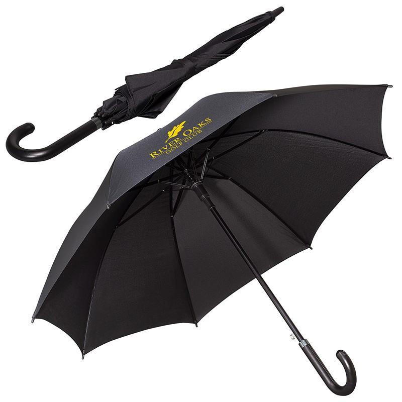 LEEMAN™ 48" EXECUTIVE UMBRELLA WITH CURVED FAUX LEATHER HANDLE
