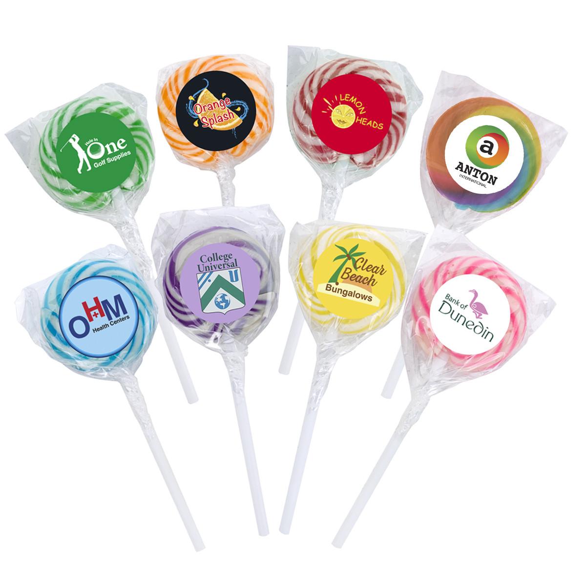 SWIRL LOLLIPOP WITH ROUND LABEL