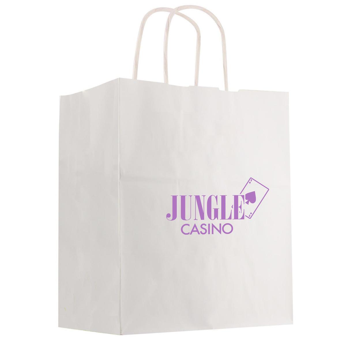 KRAFT PAPER WHITE SHOPPING BAG - 13" X 17"